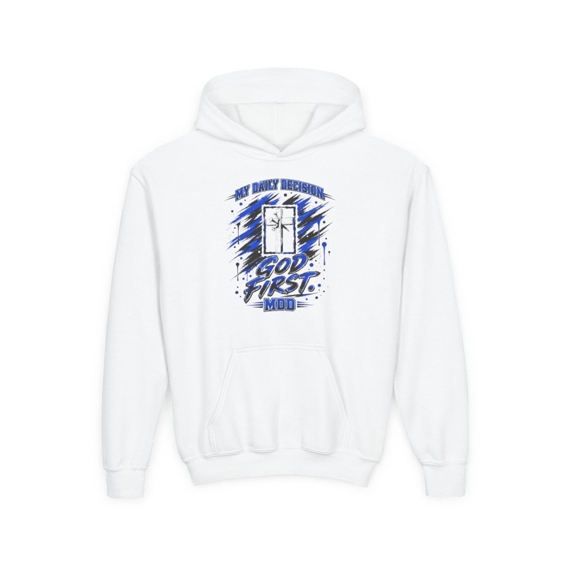 Youth Hoodie - "God First" Christian Youth Faith Pullover