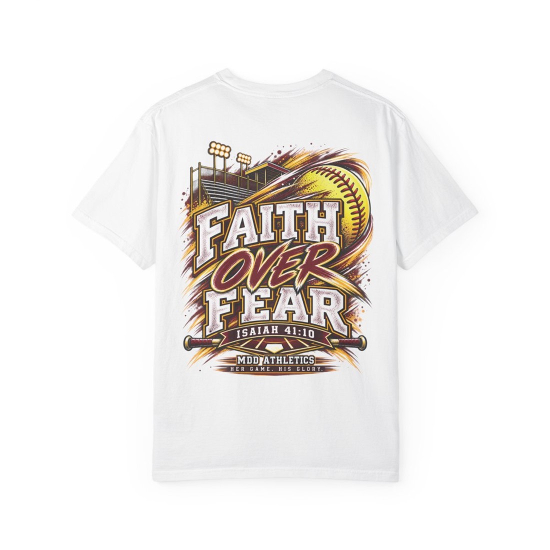 Faith Over Fear T-Shirt — Christian Softball Graphic Tee (Isaiah 41:10)