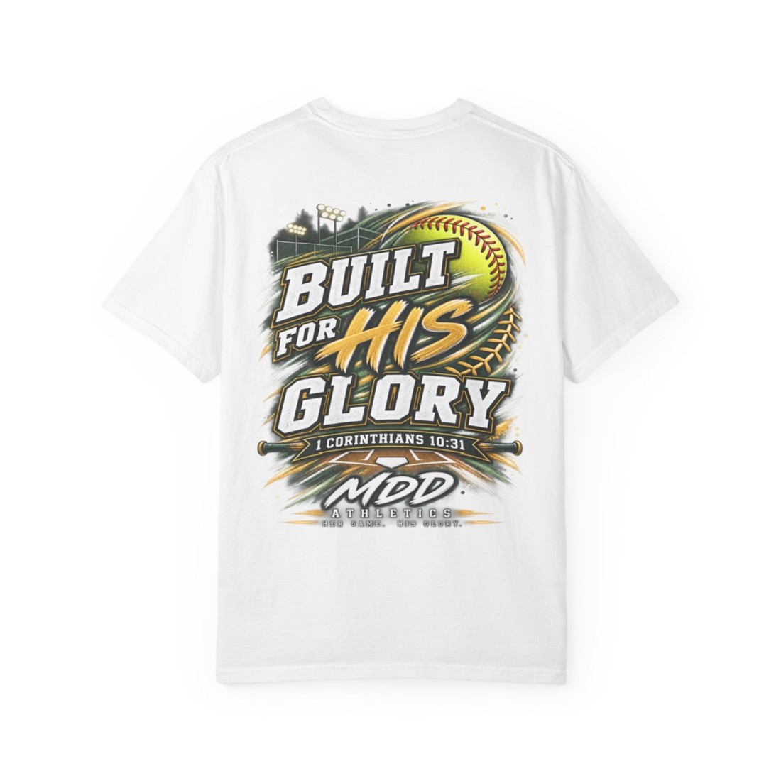 Built for His Glory Softball T-Shirt — Christian Faith Sports Tee