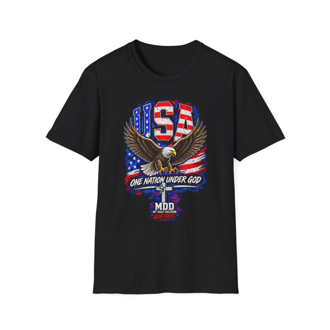 Patriotic USA Eagle T-Shirt — "One Nation Under God" American Flag Tee