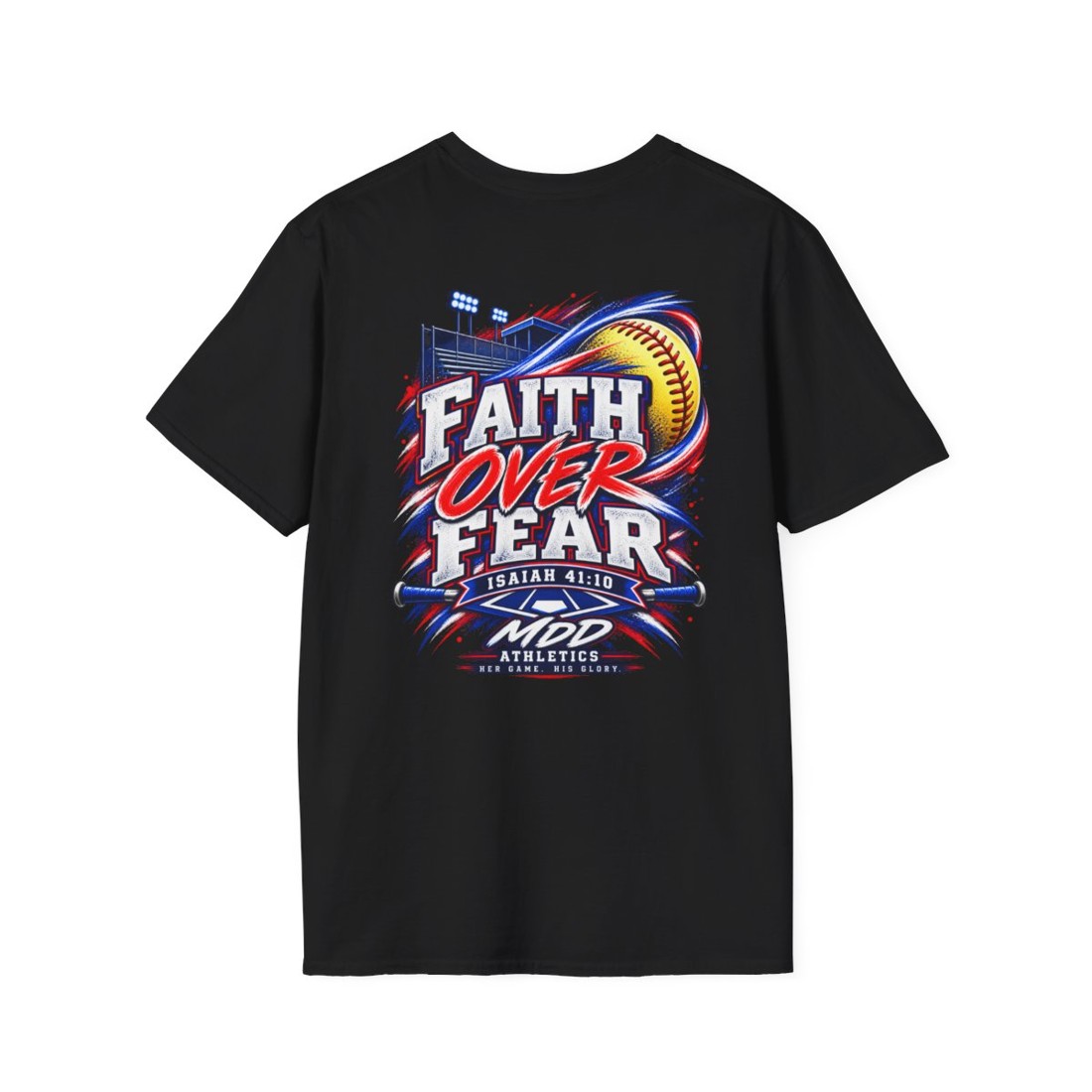 Faith Over Fear Softball T-Shirt — Inspirational Christian Softball Tee