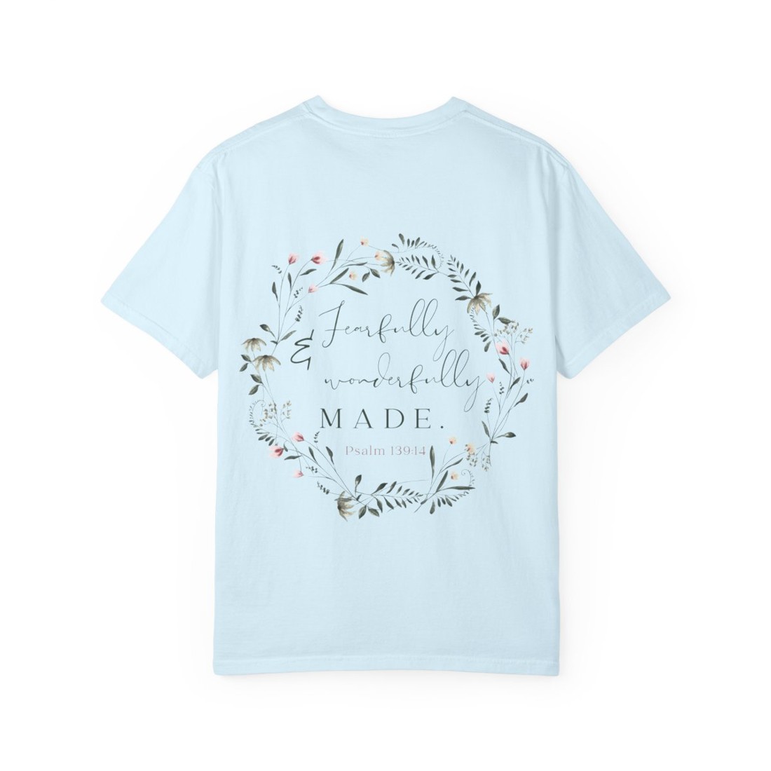 Christian Floral T-Shirt — “Made” Inspirational Cross Graphic