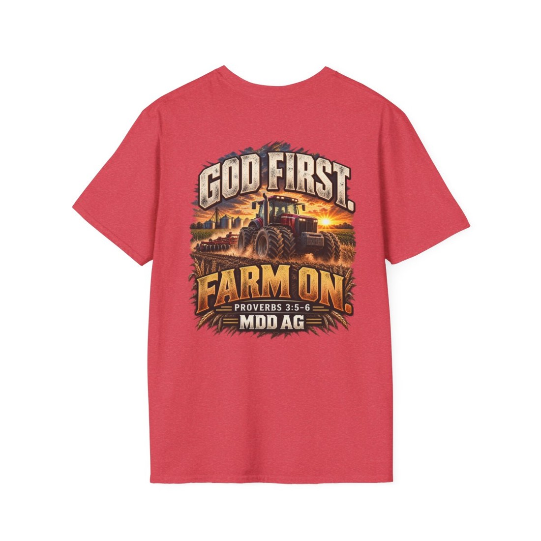 God First Farm On T-Shirt — Tractor Faith Tee (Proverbs 3:5-6)