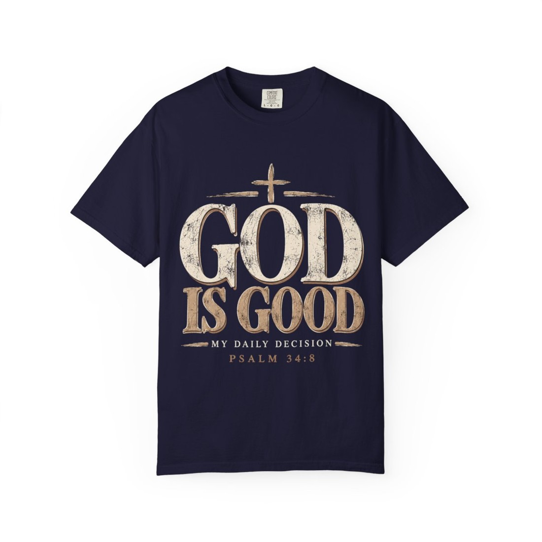 God Is Good T‑Shirt — Vintage Christian Faith Tee (Psalm 34:8)