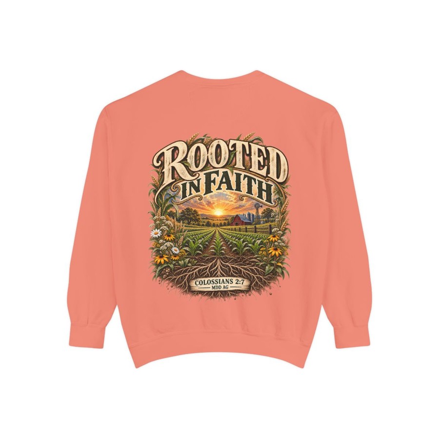 Rooted in Faith Sweatshirt — Christian Scripture Crewneck (Colossians 2:7)