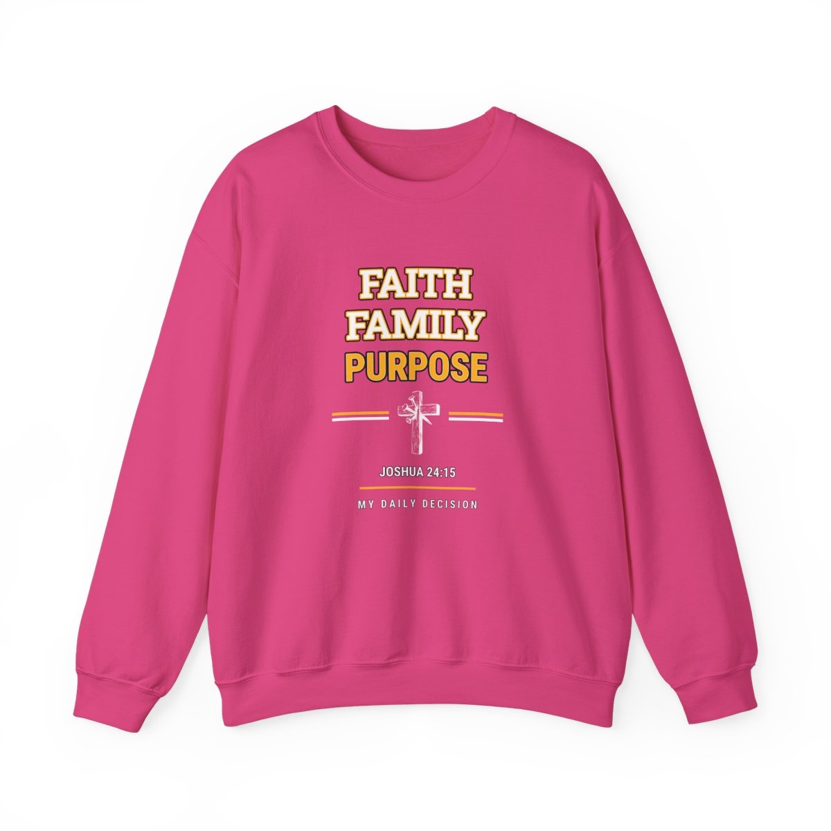 Faith Family Purpose Crewneck Sweatshirt – Joshua 24:15 Inspirational Pullover